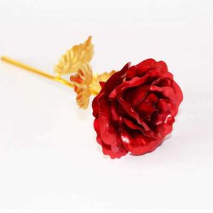 Dekorativa föremål Figurer 24K Guldfolie Rose Valentines Day Creative Gift Simulation Flower Single Plated Bundle Box H240521 X2GB
