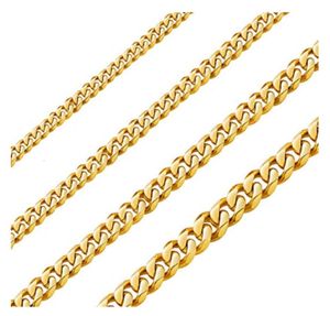 18k Real Gold Plated Curb Cuban Chain Necklace Stainls Steel Link Necklace for Men Women6517339