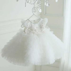 Sukienki chrzestne sukienkę świąteczną sukienkę dla dziewczynki nowonarodzone dziecko 1. urodziny sukienka Baby Baby Flower Baby Chrzest ślubny sukienka księżniczka Q240521