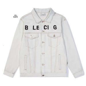 Designer Jacket Balencaiigas Hot Diamond Large Letter Denim Coat Men's and Women's Loose Casual Street Dating Button 7D