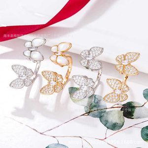 Schmuck Master -Designs gebürzt Originalringe Schmetterlingsring Silber plattiert 18K Roségold Öffnen mit originalem Logo vanlybox