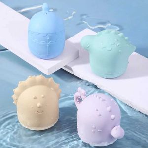 Bath Toys Baby Silicone Bathtub Toy Cute Dinosaur Cartoon Dragon Baby Silicone Puzzle Bathtub Toy Childrens Badrum Game Water Game Toy D240522