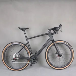 Newest Flat Disc 2X11 Speed Carbon Fiber T800 Gravel Complete Bike GR042 With Aluminum Wheelset 45/48/51/54cm Size