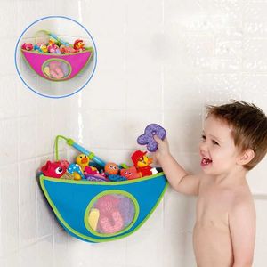 Bath Toys Baby shower toy folding net toy storage bag strong suction cup bathtub game bag bathroom organizer childrens water toy d240522