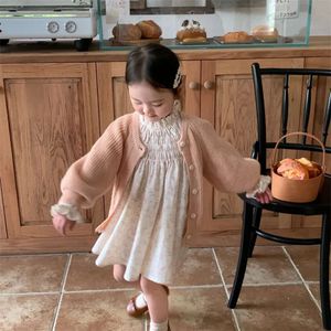 Mom Girls' Sweater 2023 New Bubble Sleeve Knitted Cardigan Baby Coat kids clothes girls girl cardigan L2405 L2405