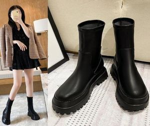 Boots Women New 2020 Shoes Low Heels Boonties круглые ноги роскошные дизайнерские пинетки Ladies Mid Mid Colf Rubber Mid -Lakalf Awumn1926326