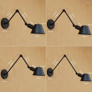 Lâmpada de parede Retro Industrial Light Ajustável Ajuste Braço Vintage Antigo preto com lâmpada de 40w Edison para quarto