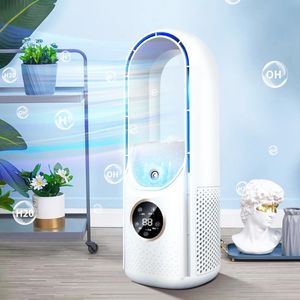 Bladeless Fan Portable Air Conditioner LED Display Desktop Fanless Blade Cooler Cooling Fan Tower Air Cooler for Office Bedroom