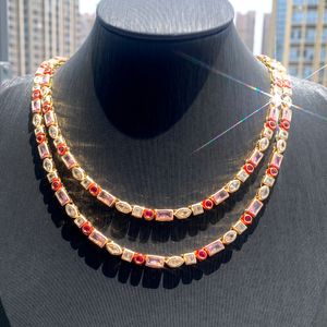 2024 Hot Fashion Women Jewelry Bezel Emamel Rainbow Geometric Olika formade CZ Cubic Zirconia Tennis Chain Choker Halsband
