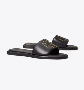 Luxo de verão Touble T Sport Slide Flats Sandálias femininas Flip Flip Flip Lady Beach Slipper Casual Casualwear EU35-43