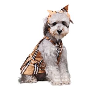مصمم ملابس الكلب العلامة التجارية الكلب ملابس كلاسيكية من منقوشة الكلب مع عصابة رأس فاخرة الصيف الأميرة تنورة للكلاب القط schnauzer فستان بولدوغ الفرنسية xxl y86