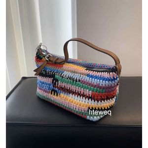 Designer -Einkaufstasche Regenbogen gewebter Crossbody -Tasche Handtasche für Frauen mit Marken -Baumwoll -Designtaschen Damen Geldbeutel großer Kapazität Designer Schulter