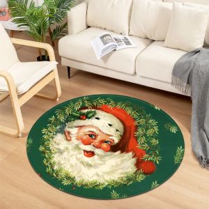 Christmas elk Santa Claus Snowman Circular Carpet bedroom Living Room Sofa Bathroom Restaurant Kitchen Place rugs