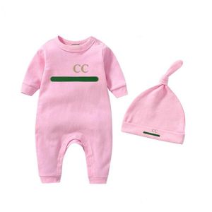 Rompers in stock al 100%di cotone neonato per bambini cappello da bambino in stile maschera stampare tuta a maniche lunghe set da 2 pezzi con scatola drop del otav2