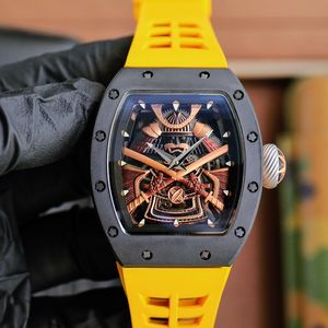 Luxury Watch Watchman Automatisk mekanisk rörelse Watch 50mm Skeleton Tourbillon Watch Ceramic Bezel Rubber Strip Montre de Luxe Fashion Watch 10a Watch