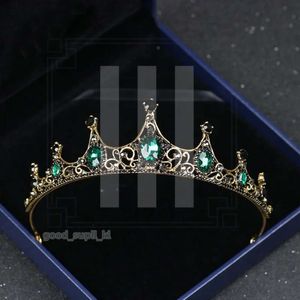 Fashion Headpieces Baroque Retro Black Luxury Bridal Crystal Tiaras Crowns Princess Queen Pageant Prom Rhinestone Veil Tiara Wedding Hair Accessory 381