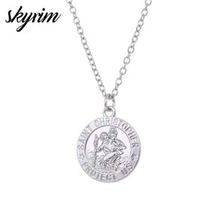 قلادة قلادة Skyrim Saint Christopher تحمي السحر الديني الأمريكي تميمة قلادة القلادة القلادة 2024 Womens Jewelry D240531