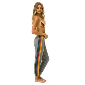 Män S stripe Sweatpants Casual Elastic Sports Joggers andningsbar bomull Blanda svart B EEF