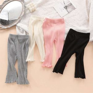 2024 Frühling Neues Mode Mädchen Kinder dünne Leggings fest gerippter Babystiefel geschnittene Baumwollkinder ausgestaute Hose Kleinkindhosen Kleidung L2405