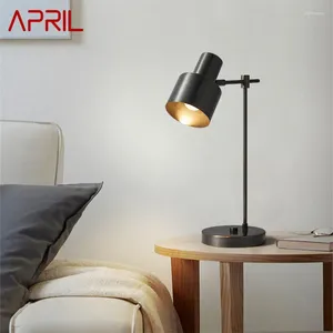 Bordslampor april modern kopparlampa ledde svart mässing skrivbord belysning enkel kreativ dekor för hemstudie säng rum