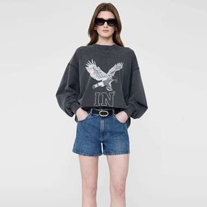24aw Alto lavado Swortshirs da águia da águia feminina Designer vintage Novo suéter solto de harvey com capuzes de pulôver