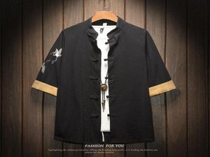 Plus storlek 5xl 4xl mandarin krage sommarskjorta män traditionell kinesisk stil kort ärm vintage tröjor japanska streetwear5366849