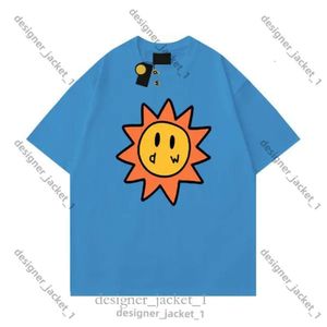 Mens Drawdrew Tshirts Men Designer Smiley Sun Playing Draw Shirt Cards Tee Graphic Printing Tshirt Summer Trend Drew Short Sleeve Casual Shirts 4c22