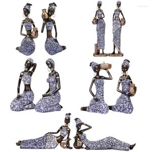 Декоративные фигурки африканская леди гостиная, тушковая столовая, смола, скульптуры, настольные настольные патио двор садовые украшения dxaf