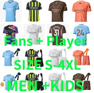 SIZE XXXL 4XL 2024 2025 MANCHESTE Man City DE BRUYNE HAALAND Soccer Jerseys FODEN GREALISH MAHREZ MANs cities football shirt BERNARDO 24 25 Man Kids kit Player version