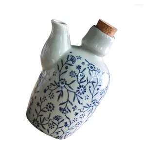 Bottiglie di stoccaggio bottiglia di stagione in ceramica barattolo di salsa di soia con coperchio in legno grasso aceto in pentola per distributore di olio per olio per olio