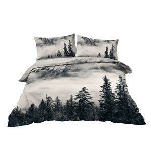 Set di biancheria da letto Set di design di montagna e albero Cover del piumone decorativo con 2 shams H240521 6G3C