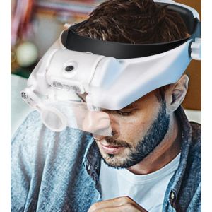 LED Headband Magnifier Hands Free Magnifying Glasses For Jewelry Loupe Watch Electronic Repair 1.5x2x2.5x3x3.5x8x Lens Loupe
