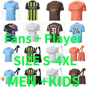 2024 2025 Mancheste Man City Grealish Soccer Jerseys Haaland de Bruyne Foden Bernardo 24 25 Mahrez Rodrigo Mans Cities Men Kid