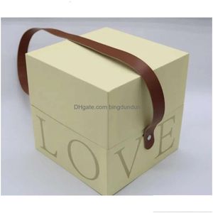 Gift Wrap Handhold Rose Hug Bucket With Flowers Florist Party Packing Cardboard Packaging Box Bag Drop Delivery Home Garden Festive Su Dhnns