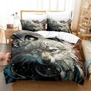 Bedding sets Wolf Cute Animal Set 3D Kids Adult Luxury Gift Duvet Cover Soft Comforter Single Full King Twin Size Quilt H240521 JSMU