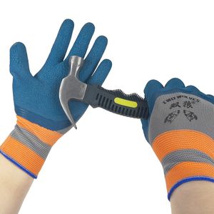 Arbetshandskar polyester grå latex handskar wostar skyddande för arbete trädgård hållbar icke-halkvattentät trädgårdshandskar