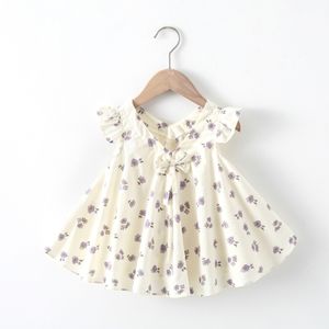 Vestido de algodão para bebês de moda, vestido floral vestido de verão respirável de uma peças de uma saia de princesa infância de festa de colete floral