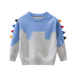 2022 Spring Children Boys Girls Sweater Kläder söt dinosaurie tecknad film 100% bomull långärmad barn baby stickad skjorta l2405