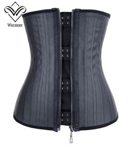 Modeling Strap Latex WaistTrainer Zipper Belly Slimming Sheath Corset Latex Waist Cincher 25 Steel Boned Fajas XS6XL1511164