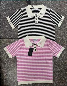 24SS Женская дизайнерская футболка сладкие девушки вязаная трикотажная бренда вышивая футболка