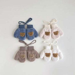 Baby Korean Fashion Kawaii Cartoon Bear Mittens Toddler Boy Girl Autumn Winter Warm Glove na 1-4 lata dzieci L2405