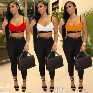 2024 Sommer Designer Tracksuit Fashion 2-Stück-Set Frauen Kleidung sexy Deep V-Ausschnitt ärmellose Weste Crop Top und Sport Slim Leggings Hosen Yoga Sets für Frauen Outfits