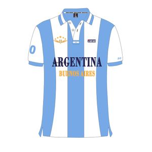 ポロシャツの男性アルゼンチンフットボールピュアピュアコットンスリムフィット刺繍ポロシャツ