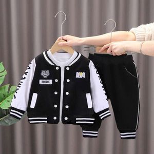 Cappotti da baseball per ragazze+pantaloni per bambini set di abbigliamento a maniche lunghe ragazzi ragazzi baby bloccase di moda autunno abito nuovo abito 1-4 anni l2405