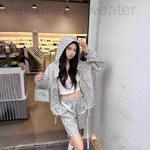 Women's Two Piece Pants Designer 2024 Spring New Letter embellishment Printed Checkerboard Casual Set 16RR