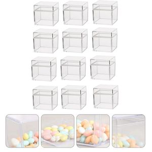 Box Candy Acrylclear Container Square Container Boxen Hochzeitswürfel klein mit Plastikteilern Organisator bevorzugt Display Deckel 240522