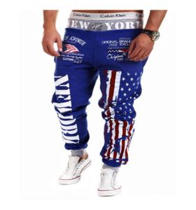 Wholetop Design 2016 Personlighet Casual Pants Mens Joggers American Flag Star Print Trousers Overalls Sweatpants Hip Hop Hare3578691