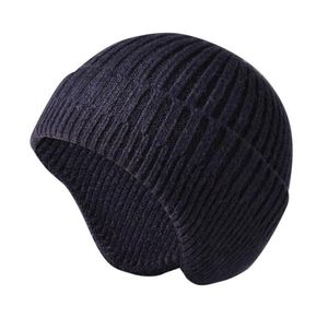 Unisex Knitted Winter Warm Camping Travel Cycling Adults Daily Solid Beanie Hat Home Outdoor Work Covering Yarn Ear Flaps9819324