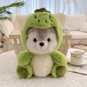 Bambole peluche Nuovo giocattolo da peluche creativo e carino da cani da peluche riempita Kawaii Little Dog trasformato in un maiale Koala Dinosaur Fox Cartoon Cartoon Solft Animal Boll H240521 8T55