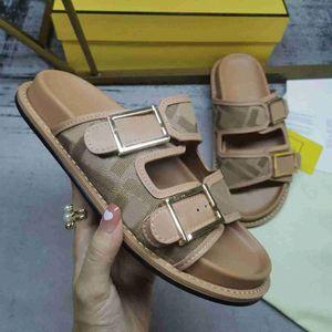 FF Double Band Slide Designer Sandaler Slipare Brown White Women Slipper Bekväma mjuka plattskor Stråbilder Par Rummisandal Ugh8 J3QH#